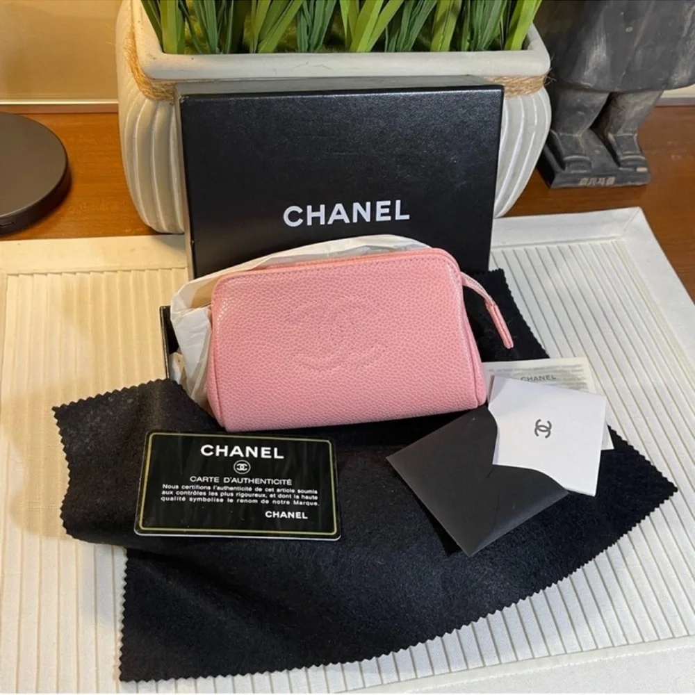 Chanel Caviar Leather Mini Pink Pouch